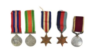 WWII SECOND WORLD WAR MEDAL GROUP WITH LONG SERVICE MEDAL