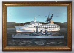 IVAN BERRYMAN - CANBERRA & HMS ARGONAUT - OIL ON CANVAS