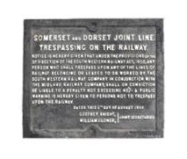 RAILWAYANA - SOMERSET & DORSET TRESPASSING CAST IRON SIGN
