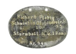 WWI FIRST WORLD WAR IMPERIAL GERMAN ARMY SOLDIERS DOG TAG