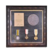 FIRST WORLD WAR MEDAL TRIO & DEATH PLAQUE - SHROPSHIRE LIGHT INFANTRY