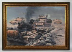 DAVID PENTLAND - BATTLE OF 73 EASTING IRAQ 1991 - OIL ON CANVAS