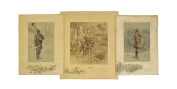 SNAFFLES (1884-1967) - THREE PRINTS DEPICTING WW2 SOLDIERS