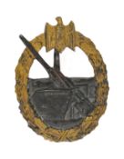 WWII SECOND WORLD WAR GERMAN KRIEGSMARINE COASTAL ARTILLERY BADGE