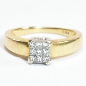 HALLMARKED 18CT GOLD & DIAMOND CLUSTER RING