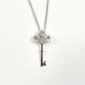 HALLMARKED SILVER & ROSE GOLD CLOGAU KEY PENDANT NECKLACE
