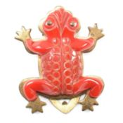 1930S BAKELITE RED FROG DRESS CLIP