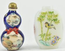 TWO QING DYNASTY SNUFF BOTTLES 清 古月轩鼻烟壶和珐琅彩鼻烟壶