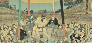 TOYOKUNI ICHIYOSAI - 'THE JAPANESE WRESTLING, SUMO FOR CHARITY'