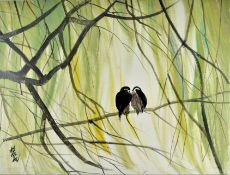 LIN FENGMIAN (1900-1991) - TWO BIRDS 林风眠 - 林中雙禽