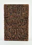 QING DYNASTY CARVED SANDALWOOD CARD CASE 清 檀木镂雕卡片盒