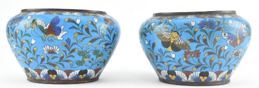 PAIR OF JAPANESE CLOISONNE JARDINIERES 日本明治掐丝珐琅花盆一对