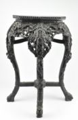 QING HARDWOOD MARBLE TOP JARDINIERE STAND 清 云石面八角器座