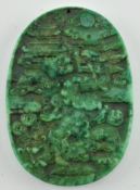 LARGE OVAL JADE PROSPERITY PENDANT 龙戏珠