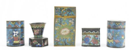 QING FIVE CLOISONNE ENAMEL ITEMS 清至民国 掐丝珐琅五件