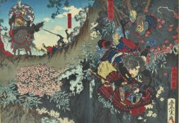 TOYONOBU UTAGAWA (1859-1886) - FALLING SAMURAI