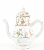 QING DYNASTY FAMILLE ROSE OCTAGONAL WINE POT 清 粉彩人物八角酒壶