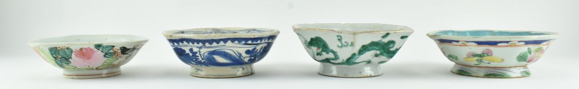 COLLECTION OF FOUR QING OR LATER CERAMIC BOWLS 清末民初碗一组
