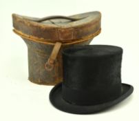 ROWANS - BRUSHED SILK TOP GENTLEMAN'S HAT IN LEATHER CASE
