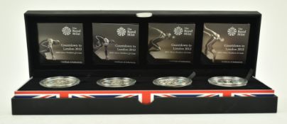 ROYAL MINT - FOUR SILVER PIEDFORT £5 COINS FOR 2012 OLYMPICS COUNTDOWN