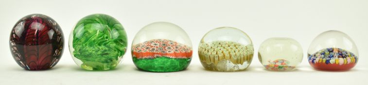 COLLECTION OF SIX VINTAGE GLASS MILLEFIORI PAPERWEIGHTS