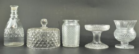 FIVE PIECES OF EARLY 19TH CENTURY DIAMOND CUT GLASS PIECES