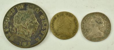 TWO GEORGE III CIRCULATED COINS & QUEEN ANNE EXAMPLE