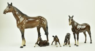 BESWICK - COLLECTION OF FIVE PORCELAIN HORSES & FOALS