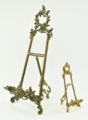 TWO 20TH CENTURY BRASS & GILT METAL BOOKS' DISPLAY STANDS