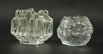 KOSTA BODA, SWEDEN - POLAR ICE & SNOWBALL GLASS CANDLE HOLDERS