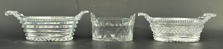 NEAR PAIR OF REGENCY CUT GLASS DISHES & ANOTHER BONBON DISH