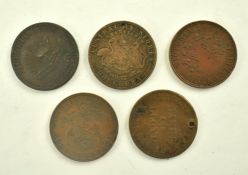 FIVE AUSTRALIAN 19TH CENTURY TOKENS
