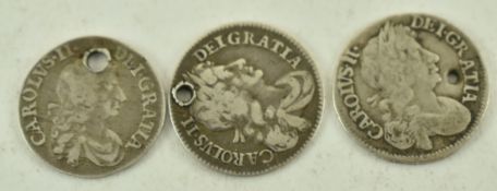 CHARLES II MAUNDY FOUR PENCE, THREE PENCE & FOUR PENCE