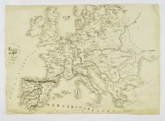 HAND DRAWN 19TH CENTURY MANUSCRIPT FRENCH MAP OF EUROPE