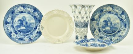 GROUP OF FIVE 18 - 19TH ENGLISH AND GERMAN PORCELAIN PIECES