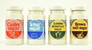 LORD NELSON POTTERY - FOUR RETRO CERAMIC LIDDED SUGAR POTS