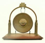 LATE VICTORIAN ORIENTAL INSPIRED BRASS & MAHOGANY GONG