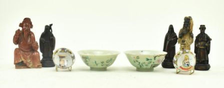 COLLECTION OF NINE CHINESE CERAMIC BOWLS AND FIGURINES