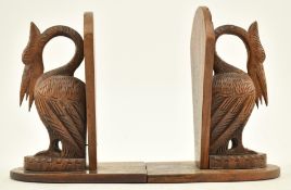 PAIR OF MID 20TH CENTURY CARVED WOODEN BIRD SHAPED BOOKENDS
