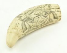 RESIN SCRIMSHAW STYLE CARVED TOOTH FOR TURNAGE PLACE