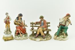 FOUR VINTAGE ITALIAN CAPODIMONTE BISQUE FIGURINES