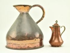 TWO ENGLISH & GERMAN STAMPED COPPER JUGS