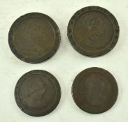 TWO 1797 TWO PENCE CARTWHEEL COINS & TWO ONE PENCE COINS