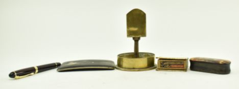 FIVE 19TH CENTURY PIECES - SNUFF BOX, CIGARETTE , MATCH HOLDER