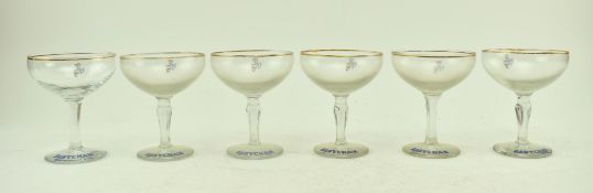 BABYCHAM - SET OF SIX MID CENTURY ADVERTISING COUPE GLASSES