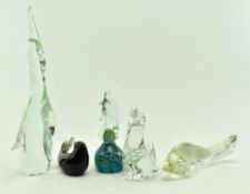 COLLECTION OF FIVE VINTAGE GLASS ANIMAL PAPERWEIGHTS