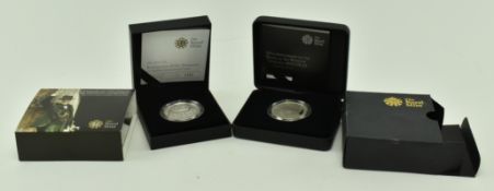 ROYAL MINT - TWO COMMEMORATIVE £5 SILVER PROOF COINS
