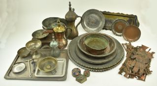 LARGE COLLECTION OF ISLAMIC & INDIAN COPPER & METAL ITEMS