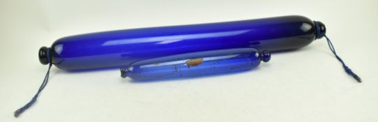 TWO 19TH CENTURY BRISTOL BLUE GLASS ROLLING PINS