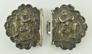 19TH CENTURY INDIAN LORD VISHNU SILVER METAL BELT BUCKET